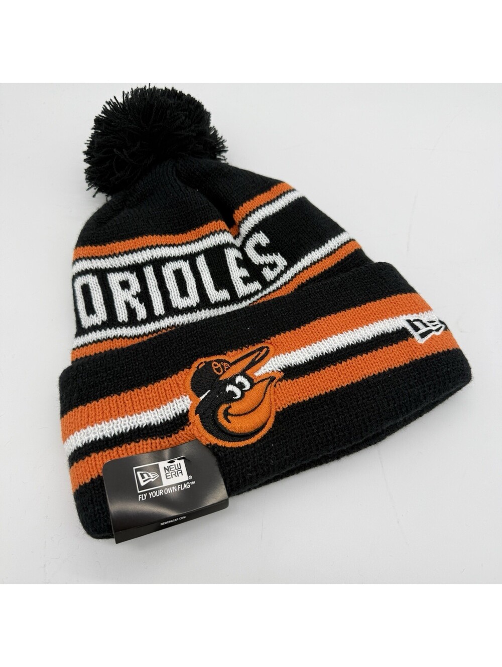 New Era Baltimore Orioles Fireside Knit Pom Beanie BlackOrange MLB NWT OSFA Duck